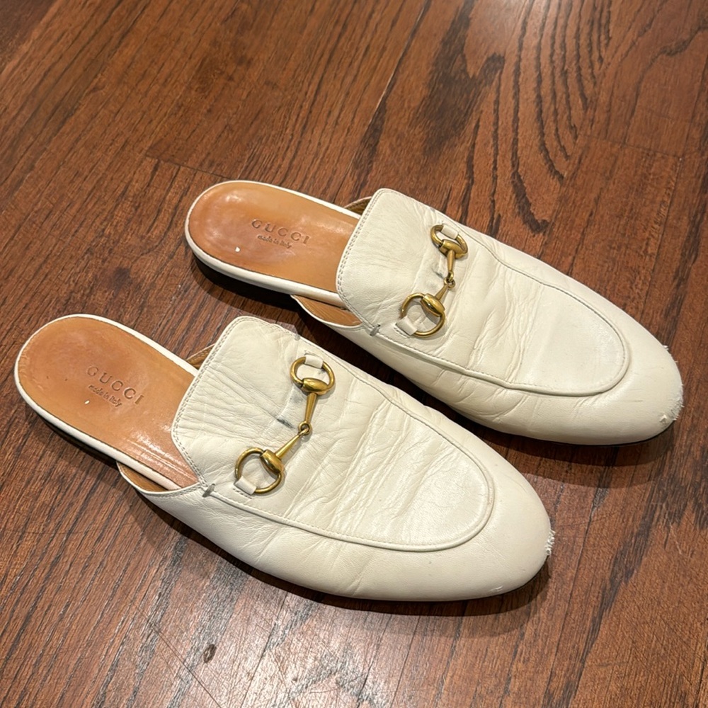 White Gucci Slides